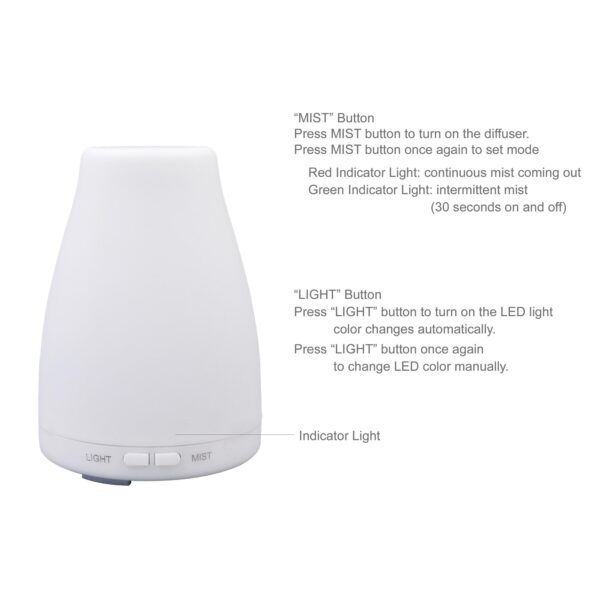 EcoGecko Essential Oil Diffuser, Aroma Oil Diffuser  Cool Mist Humidifier with Timer, 7 Color LED Lights, Auto Shut-Off for Home Bedroom Officea - Image 4