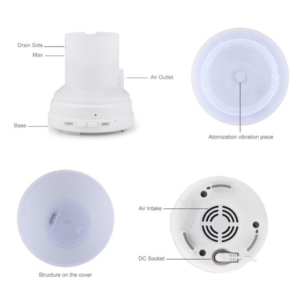EcoGecko Essential Oil Diffuser, Aroma Oil Diffuser  Cool Mist Humidifier with Timer, 7 Color LED Lights, Auto Shut-Off for Home Bedroom Officea - Image 7