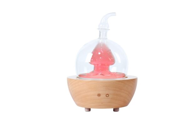 EcoGecko Aroma Essential Oil Diffuser made from Wood and Hand Blown Glass for Aromatherapy Nebulizer Pure Essential Oils with Touch Button Timer and 7 Color LED lights - Image 2