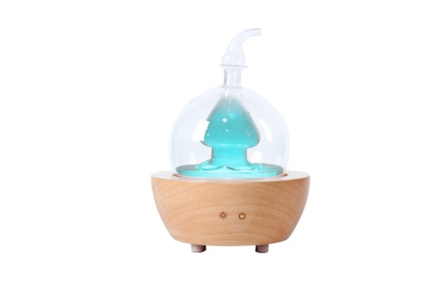 EcoGecko Aroma Essential Oil Diffuser made from Wood and Hand Blown Glass for Aromatherapy Nebulizer Pure Essential Oils with Touch Button Timer and 7 Color LED lights - Image 3