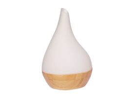 EcoGecko Essential Oil Diffuser Aromatherapy Oil Diffuser Solid Wood Bamboo Wood with Glass Top, Ultrasonic Cool Mist Oil Diffuser with Soft Color Changing Lights, Waterless Auto Shut-off