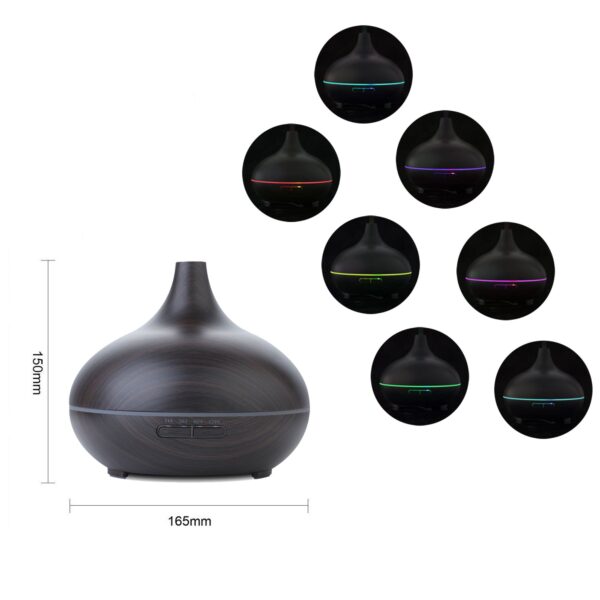 EcoGecko Dark Wood Grain Look Essential Oil Diffuser, Ultrasonic Diffusing Cool Mist Humidifier with Timers for Office Home Bedroom Baby Room Study Yoga Spa, with Timer and 7 Color Night Light   - Image 8