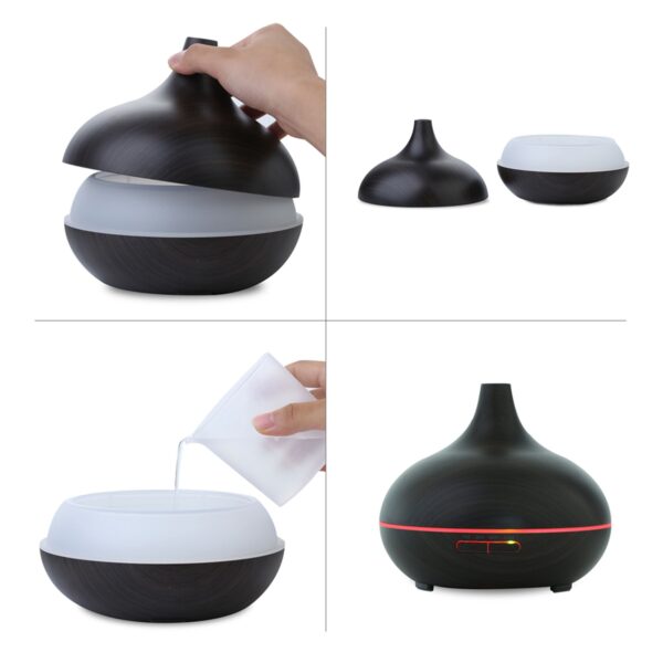 EcoGecko Dark Wood Grain Look Essential Oil Diffuser, Ultrasonic Diffusing Cool Mist Humidifier with Timers for Office Home Bedroom Baby Room Study Yoga Spa, with Timer and 7 Color Night Light   - Image 5