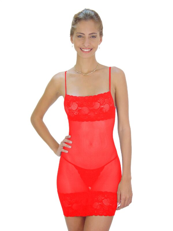 Flirtzy Women Sheer Chemise Baby Doll Lingerie with Lace Trim and Matching Lace G-String - Image 12