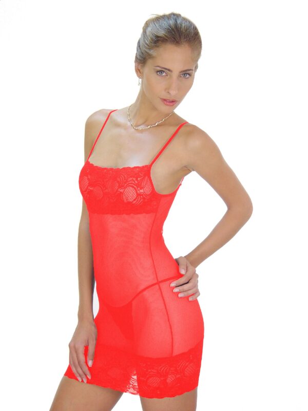 Flirtzy Women Sheer Chemise Baby Doll Lingerie with Lace Trim and Matching Lace G-String - Image 11