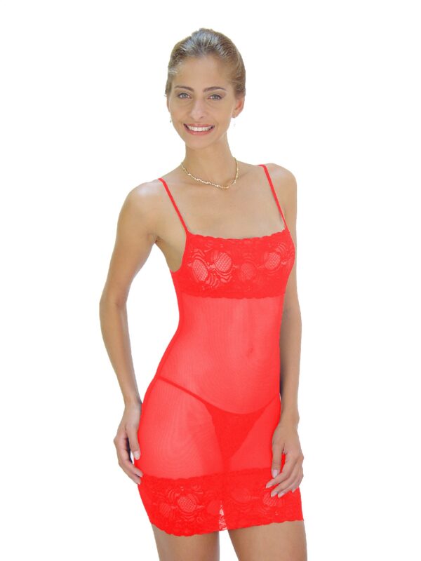 Flirtzy Women Sheer Chemise Baby Doll Lingerie with Lace Trim and Matching Lace G-String - Image 9