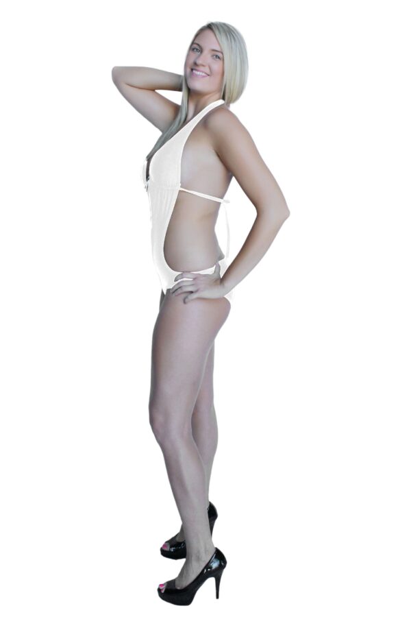 Flirtzy Sexy Deep V Neck Brazilian Back Bottom Halter Top Monokini with 3 Silver Rings. Lightly Padded Top, Pads Removeable, Ties at Neck and Back - Image 9