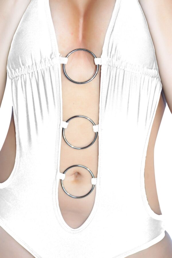 Flirtzy Sexy Deep V Neck Brazilian Back Bottom Halter Top Monokini with 3 Silver Rings. Lightly Padded Top, Pads Removeable, Ties at Neck and Back - Image 10