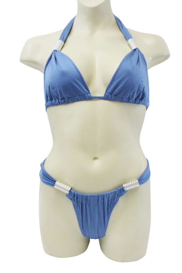 Sexy Brazilian Back Bikini with Silver Accent pieces, Adjustable Bathing Suit, Beach, Pool, Sunbathing, Swimwear 2-Piece Suit, Adjust To Fit Perfectly- Blue - Image 2