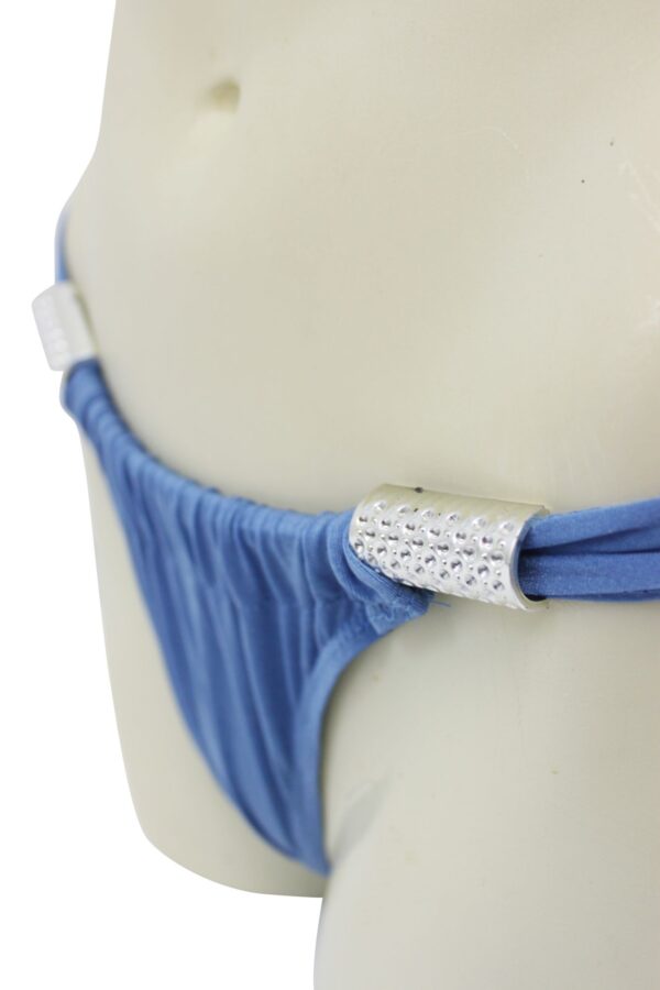 Sexy Brazilian Back Bikini with Silver Accent pieces, Adjustable Bathing Suit, Beach, Pool, Sunbathing, Swimwear 2-Piece Suit, Adjust To Fit Perfectly- Blue - Image 3