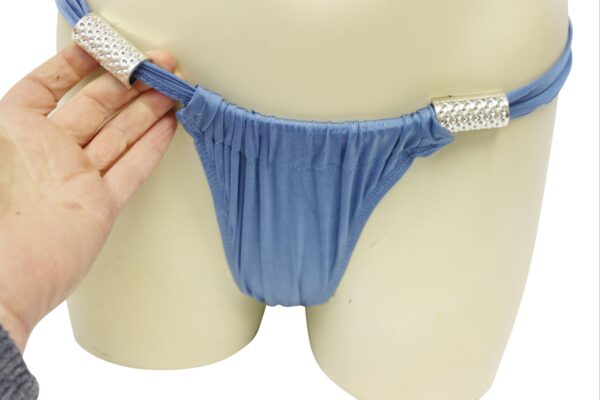 Sexy Brazilian Back Bikini with Silver Accent pieces, Adjustable Bathing Suit, Beach, Pool, Sunbathing, Swimwear 2-Piece Suit, Adjust To Fit Perfectly- Blue - Image 6