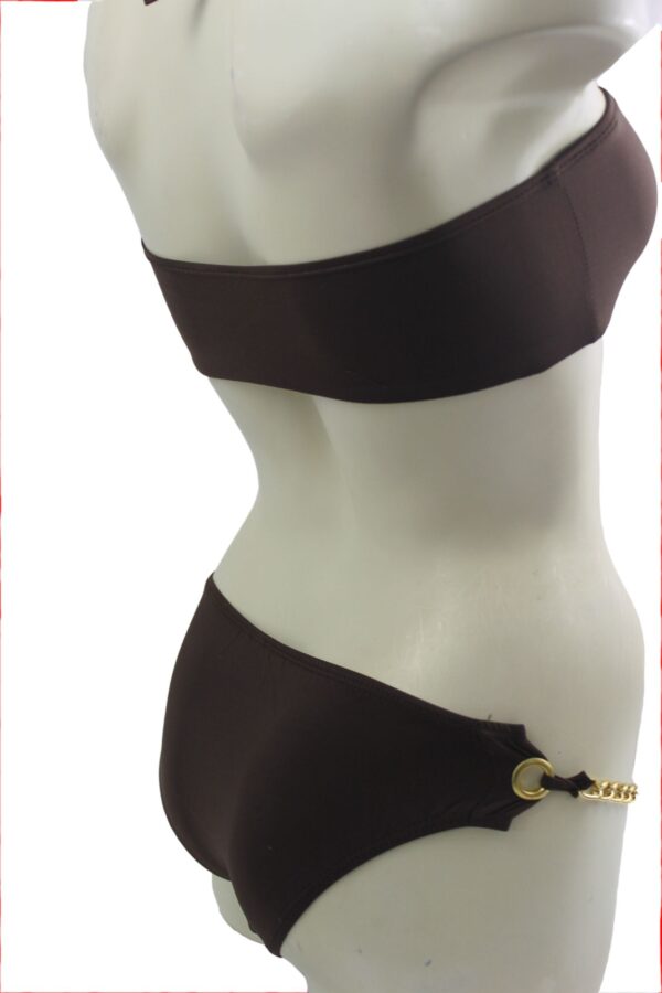 Flirtzy Sexy Brazilian Back Halter Bandeau Top Bikini Swimwear Brown - Image 2