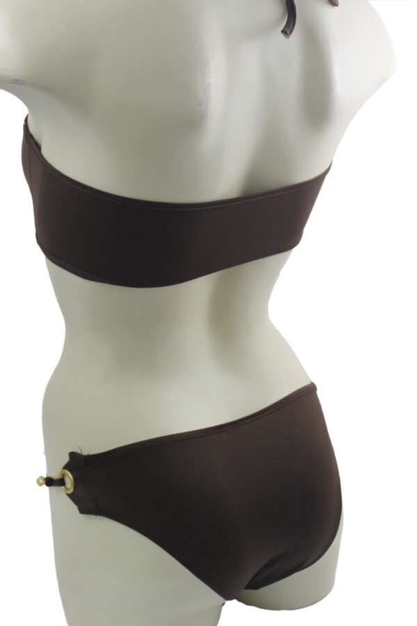 Flirtzy Sexy Brazilian Back Halter Bandeau Top Bikini Swimwear Brown - Image 4