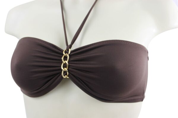 Flirtzy Sexy Brazilian Back Halter Bandeau Top Bikini Swimwear Brown - Image 5