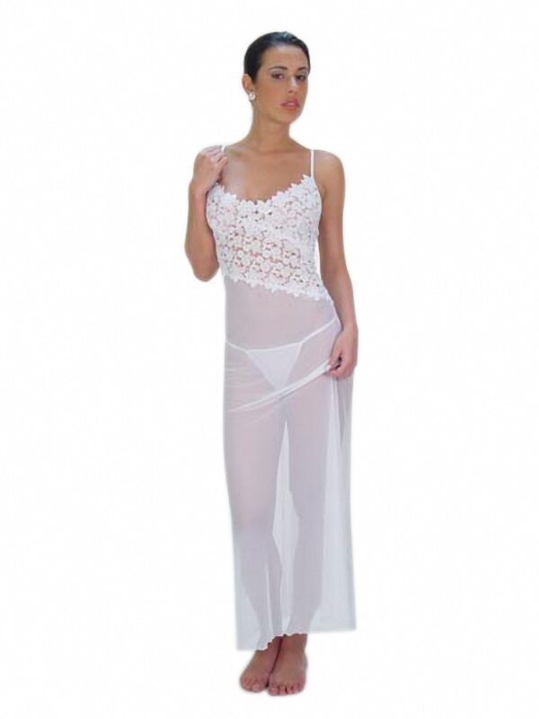 Flirtzy SpicySpot Sheer Fabric Gown with Angle-Cut Lace Bodice and Matching Thong - Image 5
