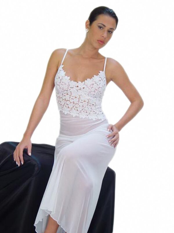 Flirtzy SpicySpot Sheer Fabric Gown with Angle-Cut Lace Bodice and Matching Thong - Image 2