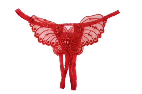 Flirtzy Womens Sheer Butterfly Applique Crotchless Panties w/ Pearl and Sequin Details, Intimates, Lingerie, Wedding, Underwear, Thong - Image 3