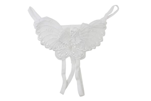 Flirtzy Womens Sheer Butterfly Applique Crotchless Panties w/ Pearl and Sequin Details, Intimates, Lingerie, Wedding, Underwear, Thong - Image 4