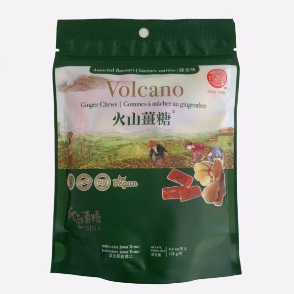 Sina Volcano Assorted (Lemon, Mango, Original, Orange) Ginger Chews, 4.4 oz Per Bag - Image 2