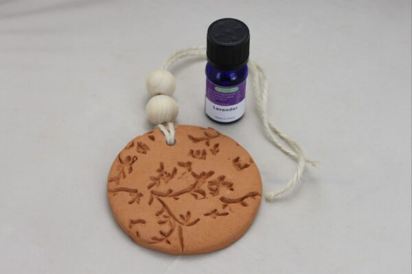 Handmade Clay Stoneware Essential Oil Diffuser, Lavender Oil Included , Terra-Cotta Aromatherapy Car Diffuser, Handmade Air Freshener - Image 3