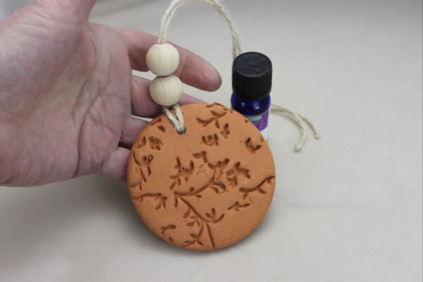 Handmade Clay Stoneware Essential Oil Diffuser, Lavender Oil Included , Terra-Cotta Aromatherapy Car Diffuser, Handmade Air Freshener - Image 7