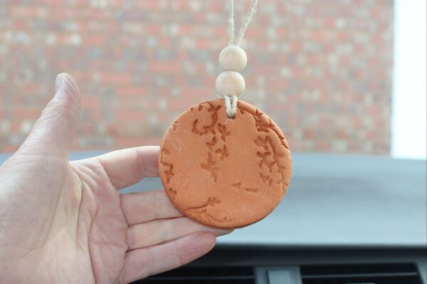 Handmade Clay Stoneware Essential Oil Diffuser, Lavender Oil Included , Terra-Cotta Aromatherapy Car Diffuser, Handmade Air Freshener - Image 2