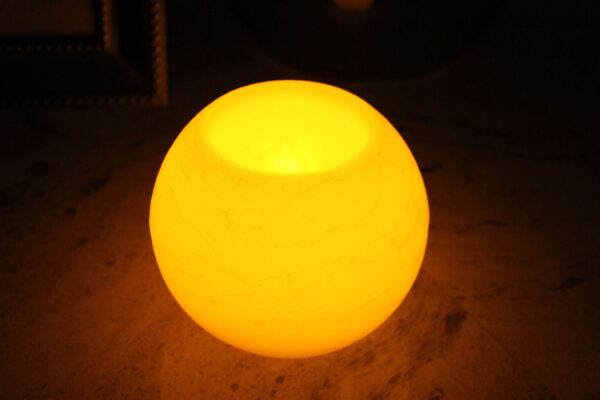 EcoGecko 5, 6 or 8  Inch Round Wax Sphere LED Flameless Candle with 5 Hour Timer, AA Batteries, Super Long Battery Life - Image 2