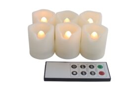 EcoGecko Indoor Outdoor Weatherproof Flameless Warm Glow Votive Candles with Remote and Timer, Battery Powered Candles, Tealights, Batteries Included