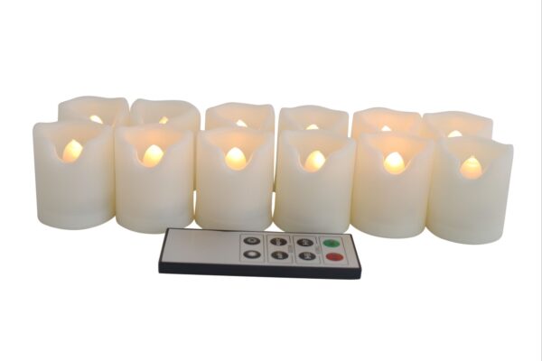 EcoGecko Indoor Outdoor Weatherproof Flameless Warm Glow Votive Candles with Remote and Timer, Battery Powered Candles, Tealights, Batteries Included  - Image 6