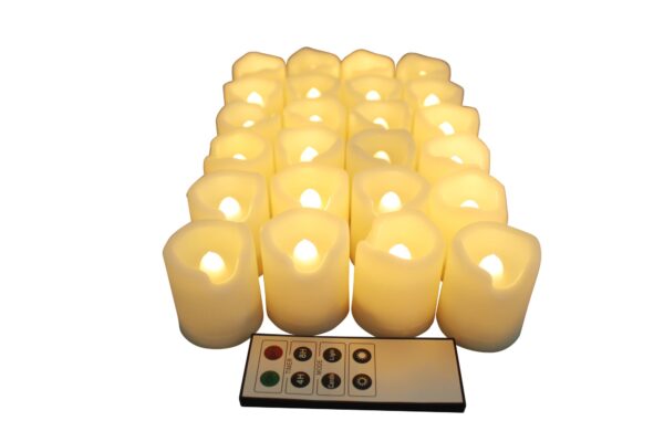 EcoGecko Indoor Outdoor Weatherproof Flameless Warm Glow Votive Candles with Remote and Timer, Battery Powered Candles, Tealights, Batteries Included  - Image 2