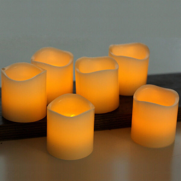 EcoGecko Set of 6 Real Wax LED Votive Candles, LED Flameless Candles With Timer - Votive Size, Battery Candle Set, Flickers Realistically. D 2 X H 2 Inches - Image 2