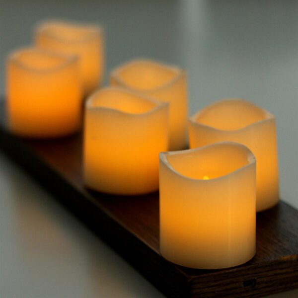 EcoGecko Set of 6 Real Wax LED Votive Candles, LED Flameless Candles With Timer - Votive Size, Battery Candle Set, Flickers Realistically. D 2 X H 2 Inches - Image 7
