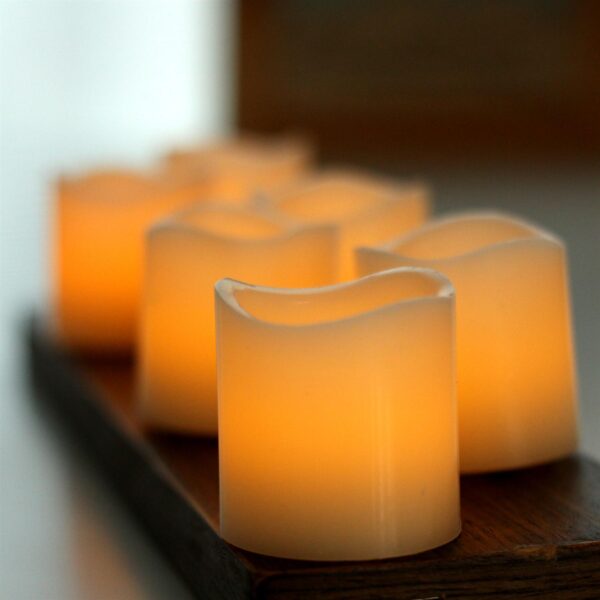 EcoGecko Set of 6 Real Wax LED Votive Candles, LED Flameless Candles With Timer - Votive Size, Battery Candle Set, Flickers Realistically. D 2 X H 2 Inches - Image 9
