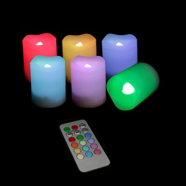 EcoGecko Flameless LED Color Changing Votive Candles with Remote and Timer, Batteries-Included, Melted Edge, Multiple colors - Image 5