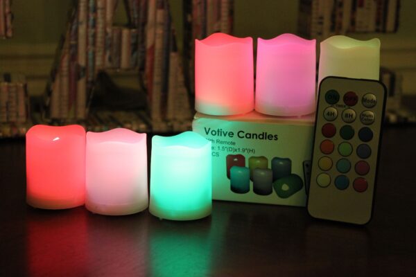 EcoGecko Flameless LED Color Changing Votive Candles with Remote and Timer, Batteries-Included, Melted Edge, Multiple colors - Image 4
