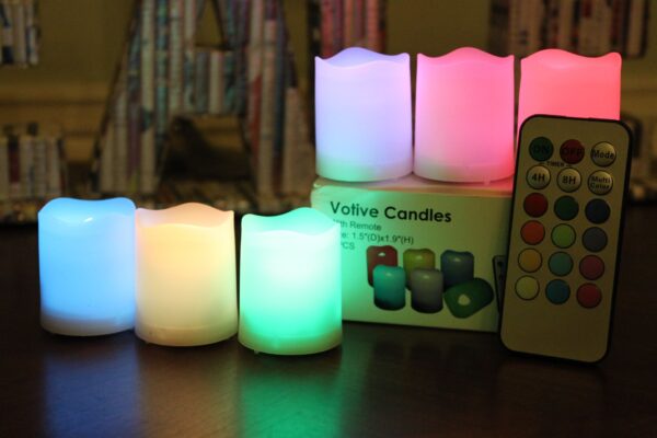 EcoGecko Flameless LED Color Changing Votive Candles with Remote and Timer, Batteries-Included, Melted Edge, Multiple colors - Image 3