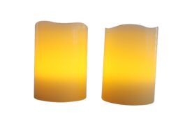 EcoGecko Set of 2 Magic Candles, blow them out like a real candle, or shake them to turn on/off, Battery Operated Candles, uses 2 AAA batteries,  3” dia x 4” height