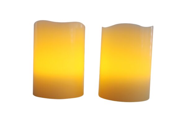 EcoGecko Set of 2 Magic Candles, blow them out like a real candle, or shake them to turn on/off, Battery Operated Candles, uses 2 AAA batteries,  3” dia x 4” height