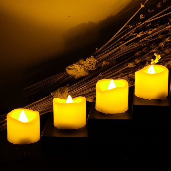 EcoGecko Flameless Battery Operated LED Tealight Candles with Remote Waved-top Flickering Electric Decorative Tea Lights for Christmas Home Party Wedding Decorations1.5"x1.5" Batteries Included - Image 7