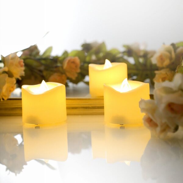 EcoGecko Flameless Battery Operated LED Tealight Candles with Remote Waved-top Flickering Electric Decorative Tea Lights for Christmas Home Party Wedding Decorations1.5"x1.5" Batteries Included - Image 6