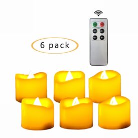 EcoGecko Flameless Battery Operated LED Tealight Candles with Remote Waved-top Flickering Electric Decorative Tea Lights for Christmas Home Party Wedding Decorations1.5"x1.5" Batteries Included