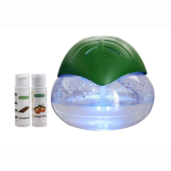 EcoGecko Green Leaf Air Revitalizer, Air Freshener, Room Aromatizer, Aroma and Essential Oil Diffuser with 30ml Orange Peel and 30ml Cinnamon Oil