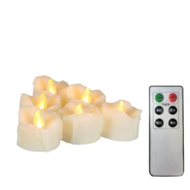 EcoGecko Tealight/Votives Flameless LED Tea Lights with Remote & Timer Realistic Flickering Battery-operated Tealight Candles with Drips 1.5"x1.5" Long Lasting Batteries Included
