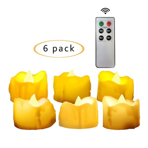 EcoGecko Tealight/Votives Flameless LED Tea Lights with Remote & Timer Realistic Flickering Battery-operated Tealight Candles with Drips 1.5"x1.5" Long Lasting Batteries Included - Image 2