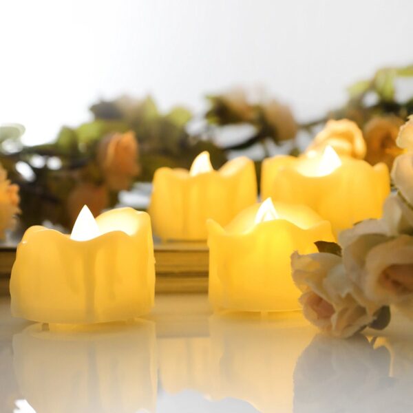 EcoGecko Tealight/Votives Flameless LED Tea Lights with Remote & Timer Realistic Flickering Battery-operated Tealight Candles with Drips 1.5"x1.5" Long Lasting Batteries Included - Image 3