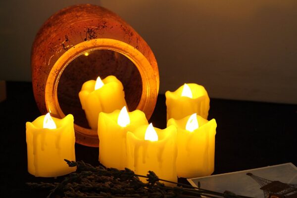 Candle Choice 6 Piece Realistic Flickering Flameless Candles with Wax Drip Edges, LED Votives, Battery-operated Votives with Remote and Timer, Long Lasting, 1.5"x2", Drips - Image 5