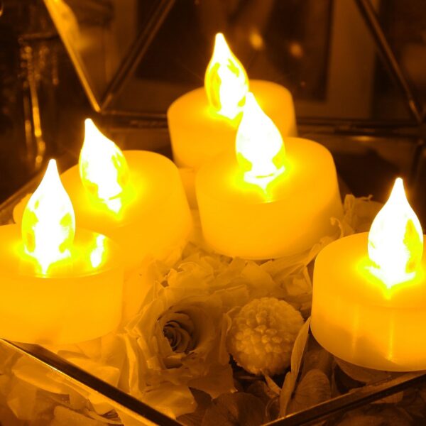6 Piece Set Premium Flameless Tealights with Timer, LED Tealights, Battery Powered Tealights, Battery-operated Tea Lights with Timer, Long Battery Life, 200+ Hours Battery Life - Image 2