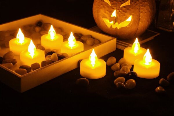 6 Piece Set Premium Flameless Tealights with Timer, LED Tealights, Battery Powered Tealights, Battery-operated Tea Lights with Timer, Long Battery Life, 200+ Hours Battery Life - Image 6
