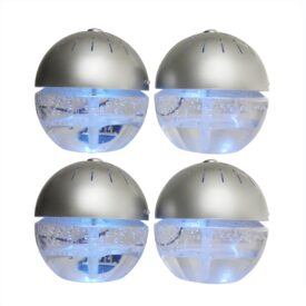 FOUR Silver EcoGecko Earth Globe Air Revitalizers, Air Freshener, Room Aromatizer, Aromatherapy, Aroma and Essential Oil Diffuser with 4 Bottles of 10ML Lavender Oil 