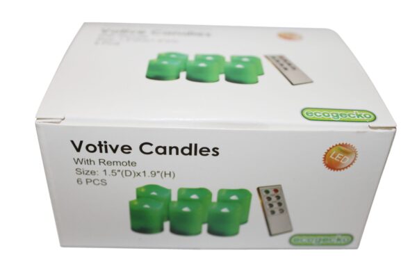 EcoGecko Indoor/Outdoor Remote Controlled Votive Flameless LED Candles, Green - Image 3